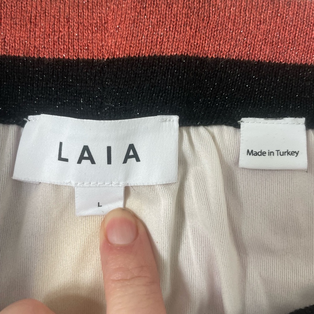 Anthropologie LAIA Shimmer Knit Midi Striped Skirt - Picture 3 of 7